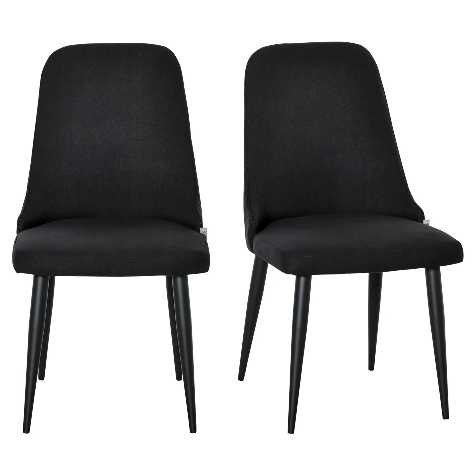Modern Dining Chair Set of 2, Fabric Upholstered, Metal Legs, Black Bar Stools at Gallery Canada