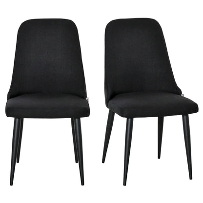 Modern Dining Chair Set of 2, Fabric Upholstered, Metal Legs, Black Bar Stools at Gallery Canada