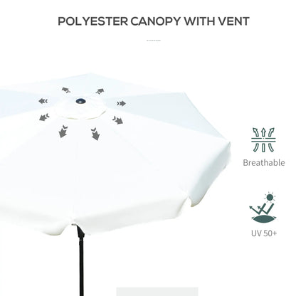 8.5 ft Round Patio Umbrella, Tilt and Crank, Cream White Sun Umbrellas at Gallery Canada