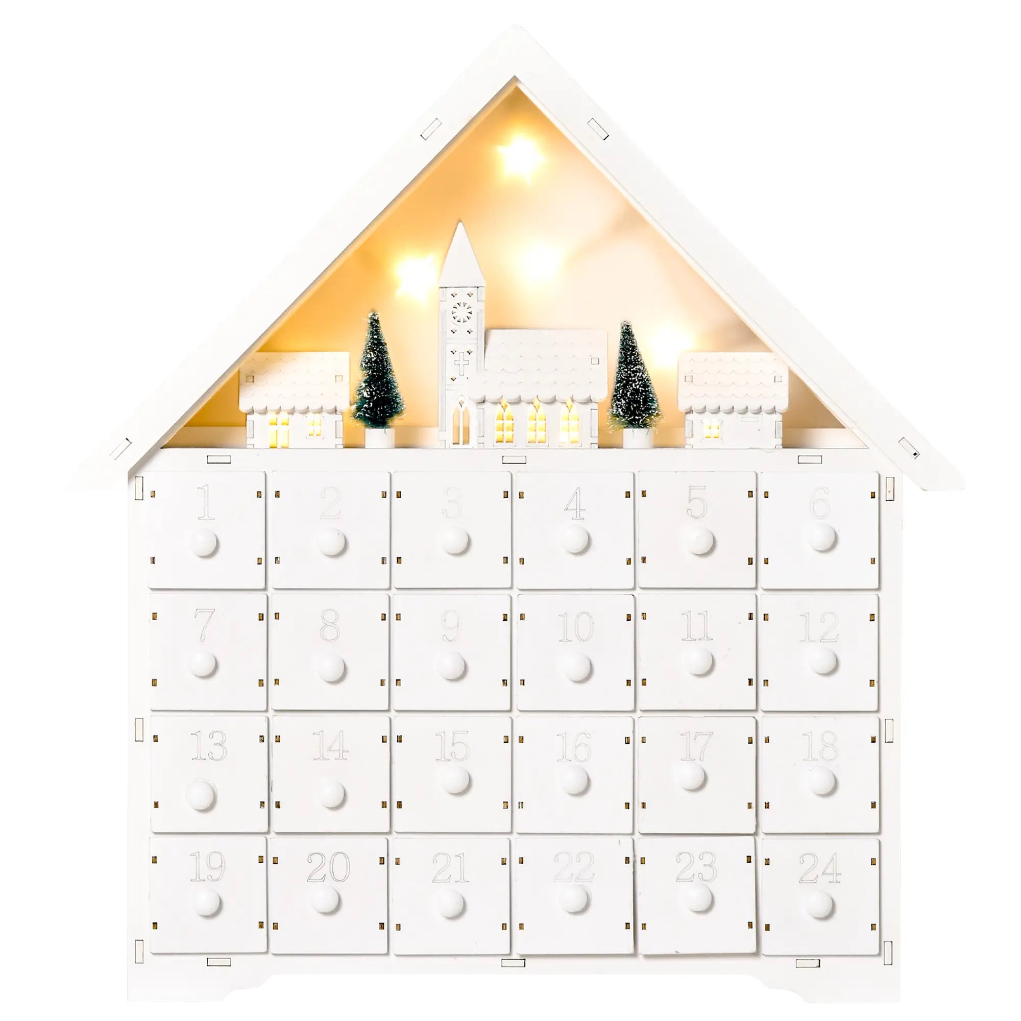 Christmas Advent Calendar, Light Up Wooden House, Countdown Drawer, White Christmas Advent Calendars at Gallery Canada