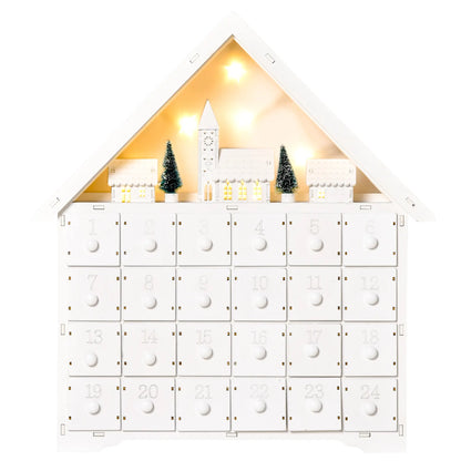 Christmas Advent Calendar, Light Up Wooden House, Countdown Drawer, White Christmas Advent Calendars at Gallery Canada