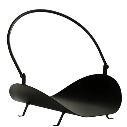 16" Firewood Log Rack, Curved Fireplace Holder, Black Firewood Racks Black at Gallery Canada