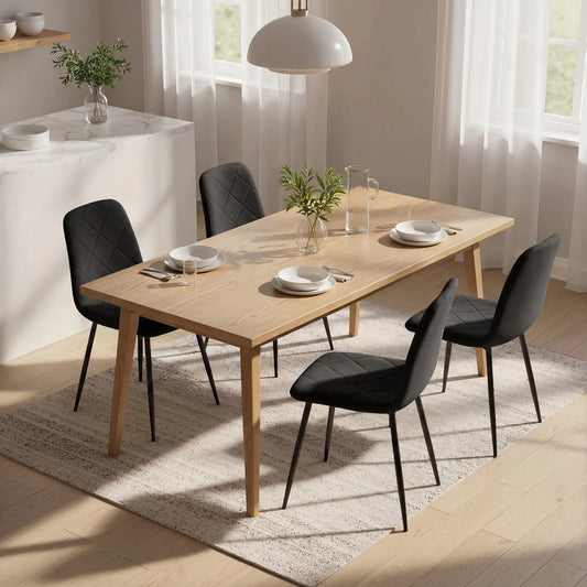 Upholstered Dining Chairs Set of 4, Steel Legs, Modern Kitchen, Black Dining Chairs Black at Gallery Canada