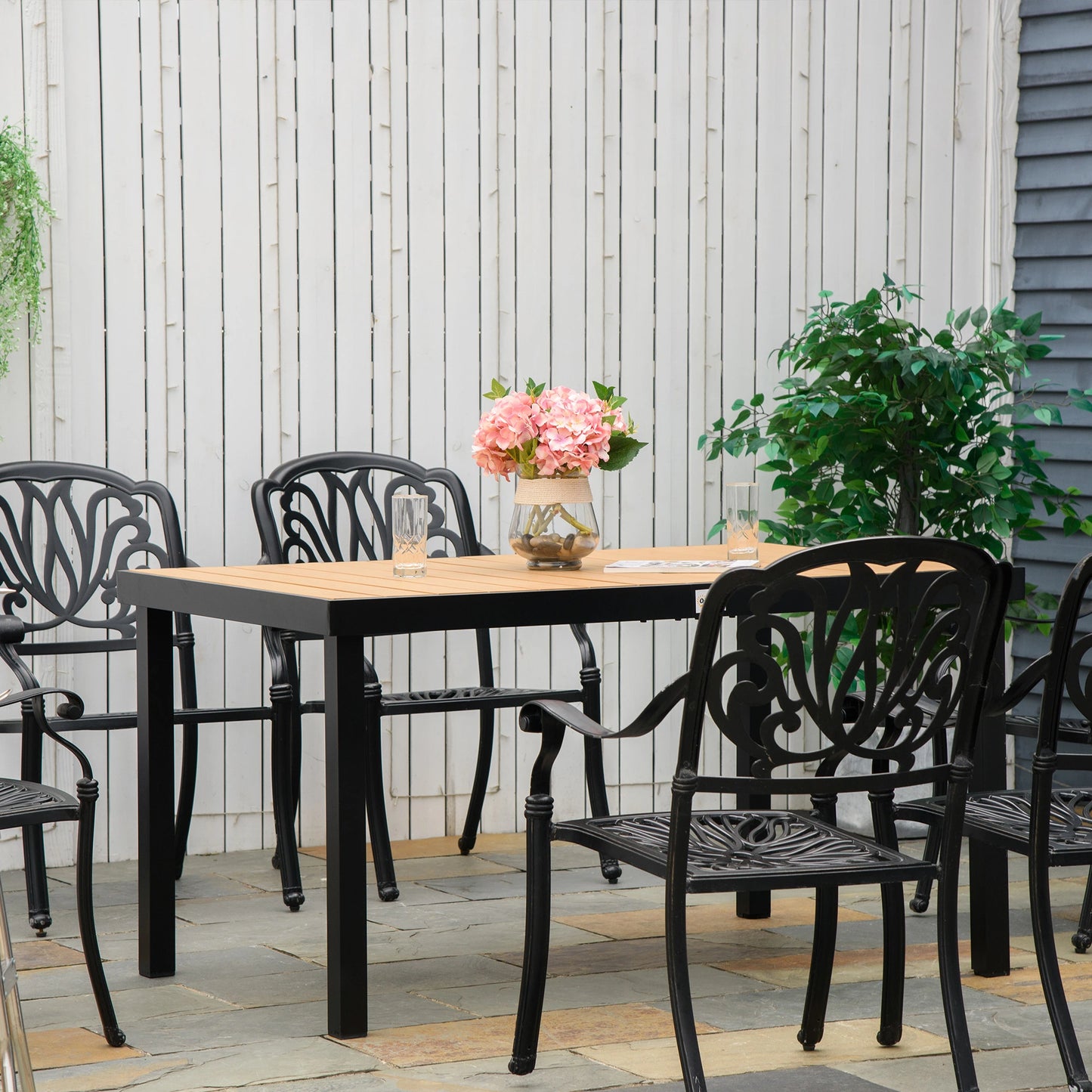 Aluminum Outdoor Dining Table, 55" L x 35.5" W x 29.25" H, Natural Patio Dinning Tables at Gallery Canada