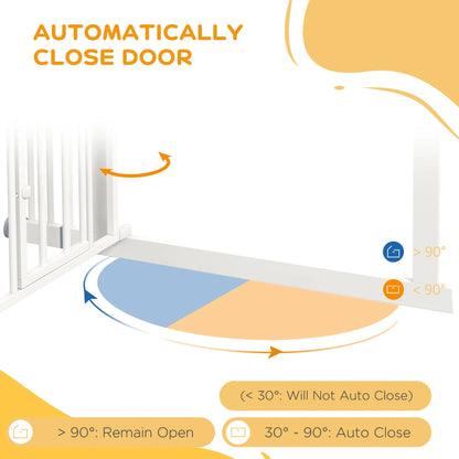 Auto-Close Pet Gate With Cat Door, Double Locking, Fits 29"-39.4" Wide, White Houses, Kennels & Pens at Gallery Canada