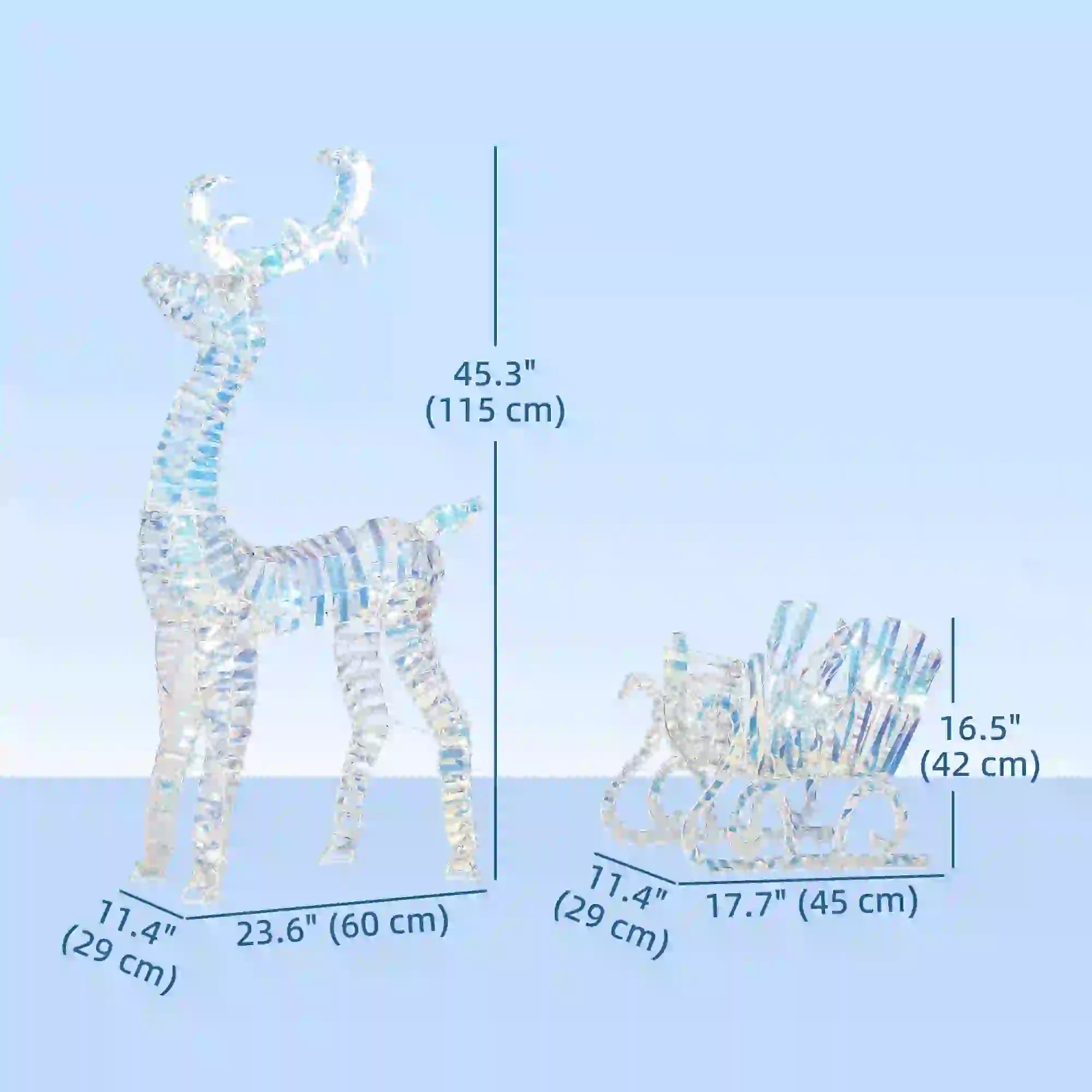 Lighted Christmas Reindeer with Sleigh, 170 LED Lights, Silver Christmas Deer Lights at Gallery Canada
