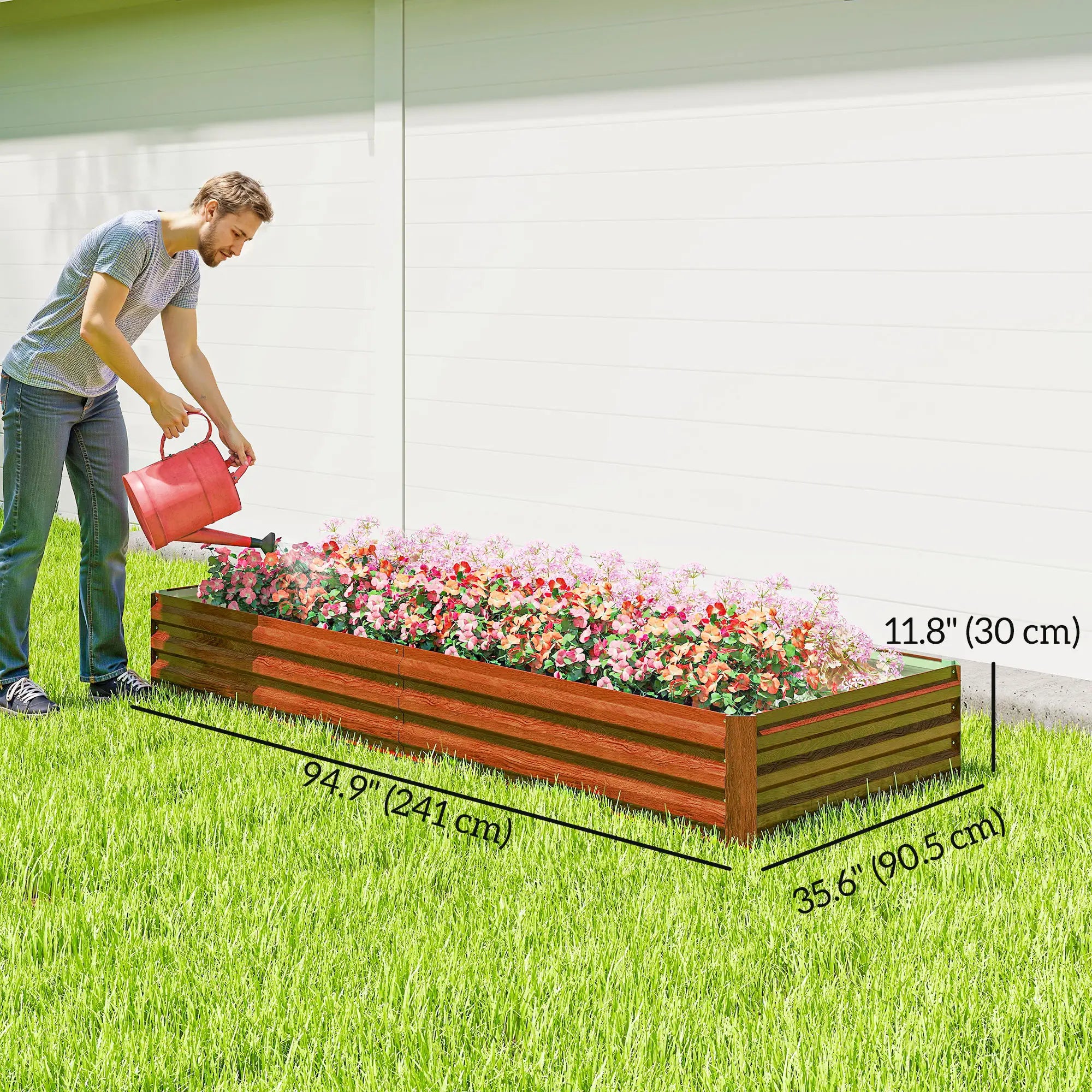 95x36x12 Galvanized Raised Garden Bed, Brown Galvanized Planter Boxes at Gallery Canada