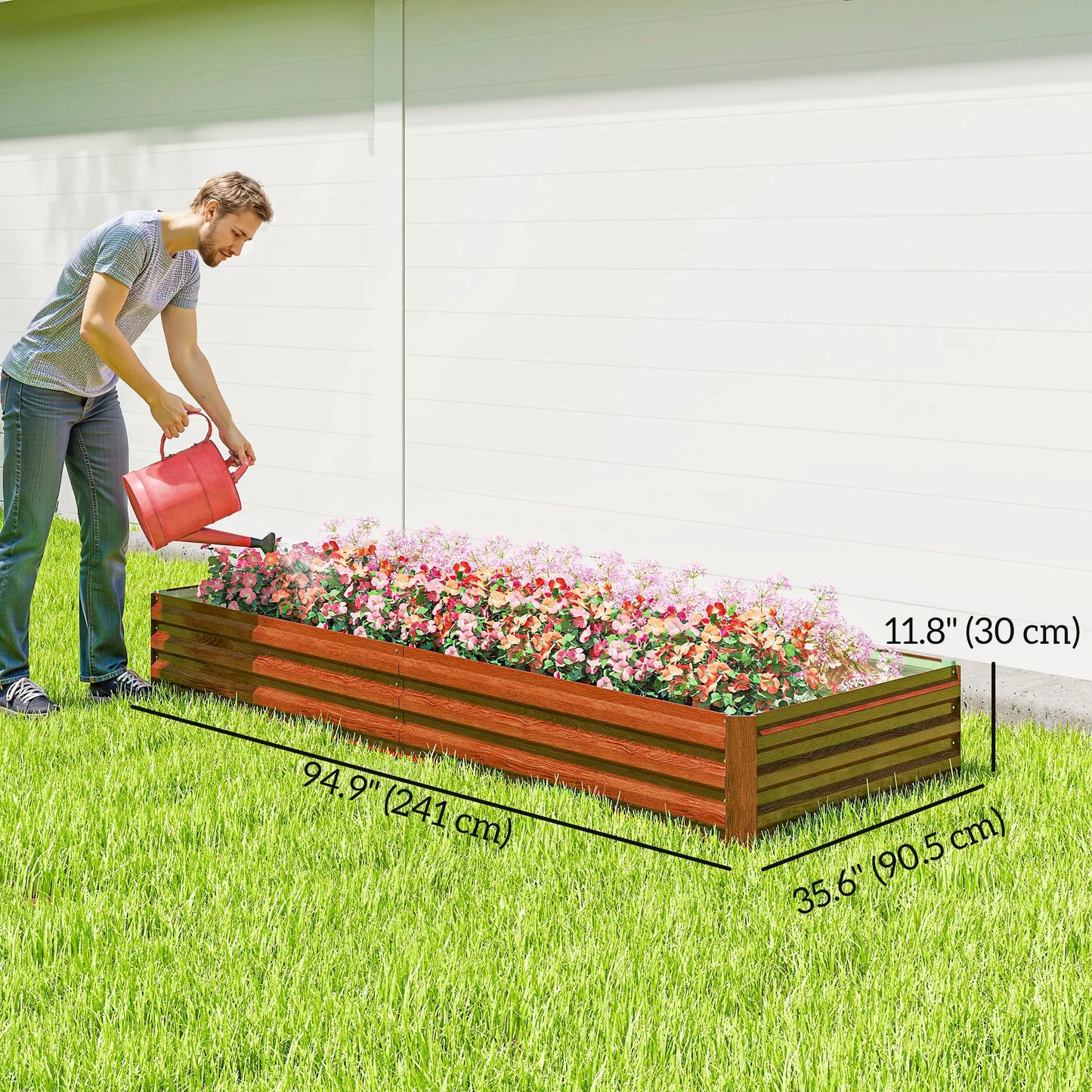95x36x12 Galvanized Raised Garden Bed, Brown Galvanized Planter Boxes at Gallery Canada