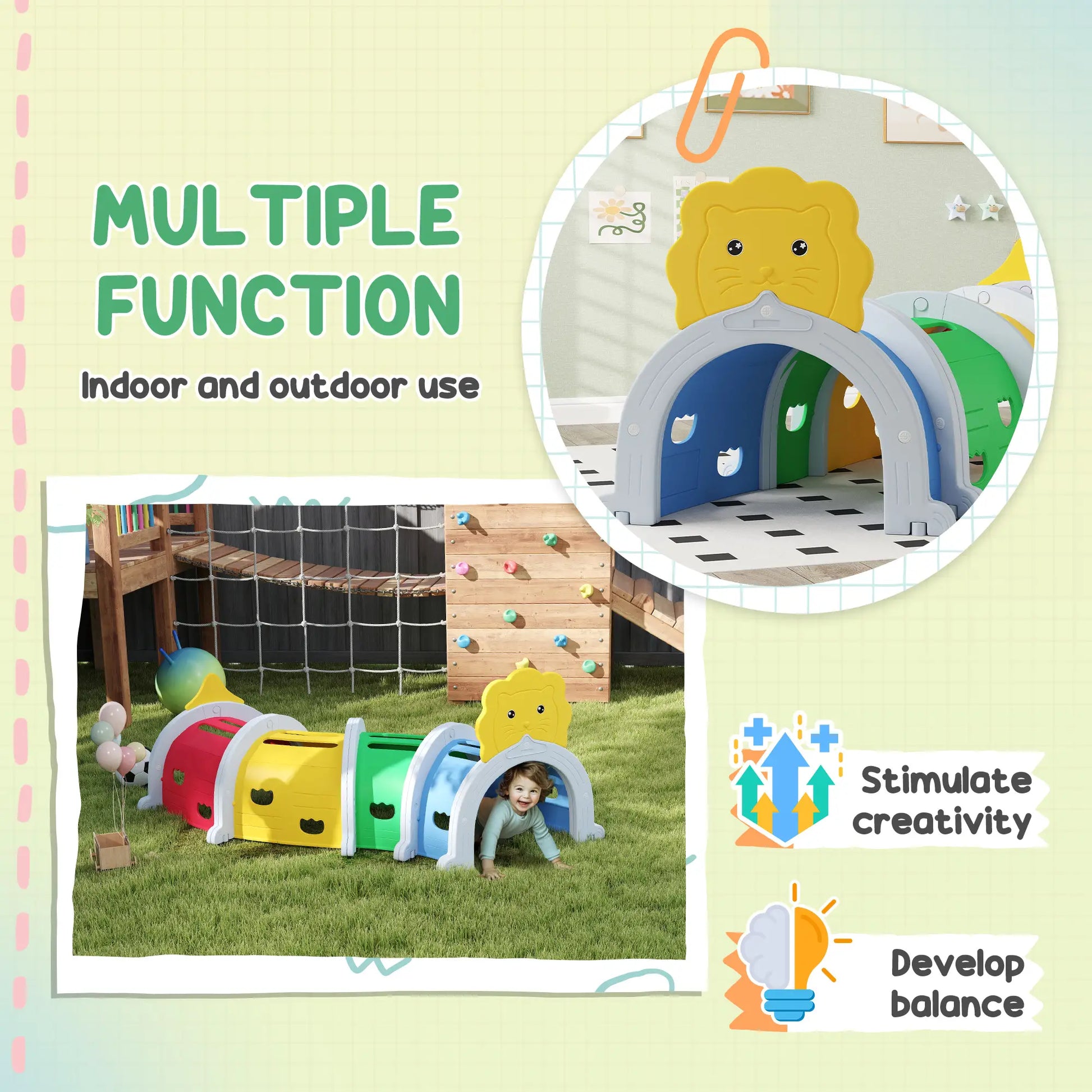 Lion Design Tunnel for Kids, 3-6 Years, Multicoloured Children's Play Tunnels at Gallery Canada