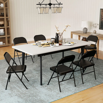 Set of 6 Metal Foldable Chairs, Linen Padded with Cushion Seat, Black Dining Chairs at Gallery Canada