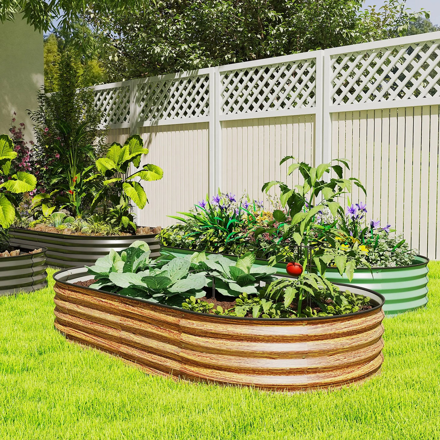 6' x 3' x 1' Lit de jardin surélevé en métal galvanisé, Bac à plantes extérieur marron, Marron