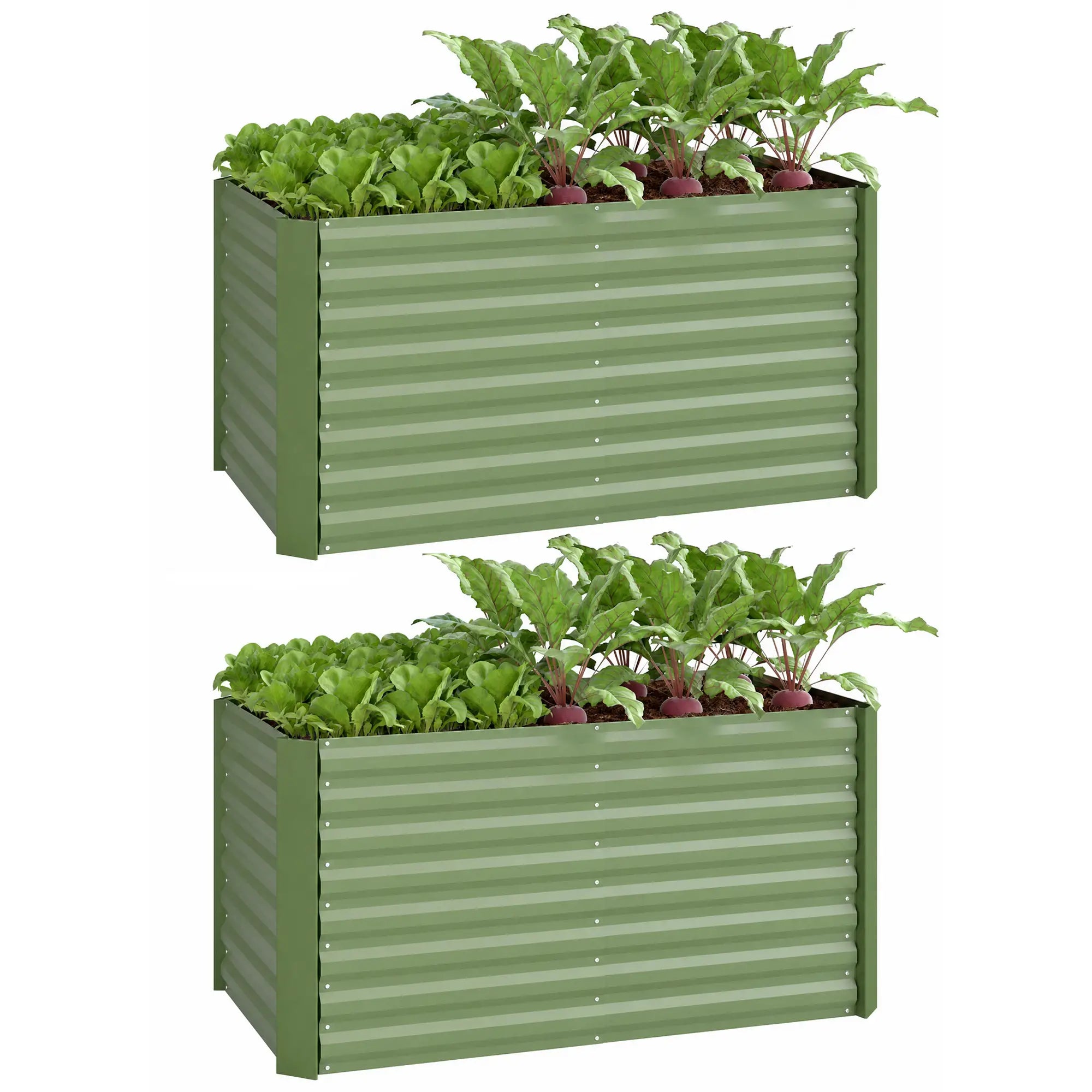 Galvanized Metal Planters Set, 4' x 2' x 2' Raised Garden Bed, Light Green Galvanized Planter Boxes at Gallery Canada