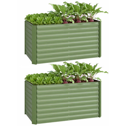 Galvanized Metal Planters Set, 4' x 2' x 2' Raised Garden Bed, Light Green Galvanized Planter Boxes at Gallery Canada
