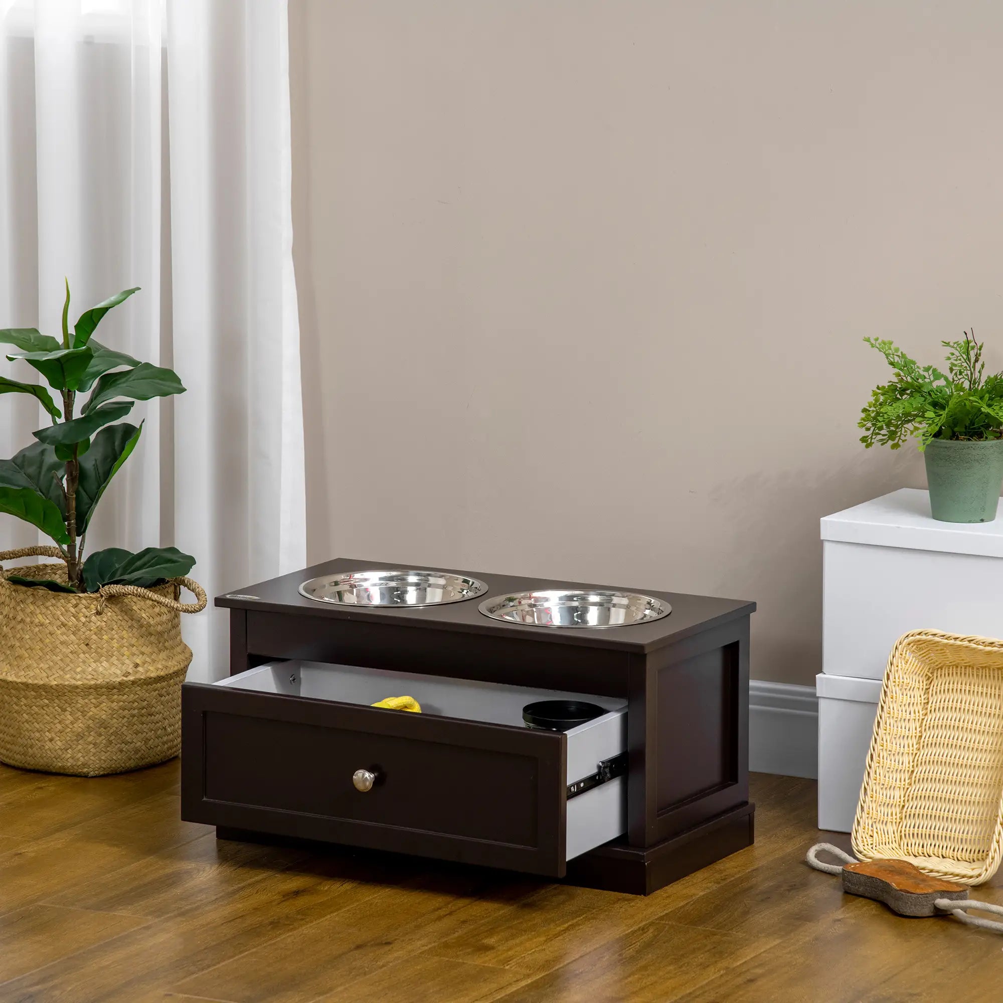 Elevated Dog Bowls with Storage, Large, Coffee Dog Bowls at Gallery Canada