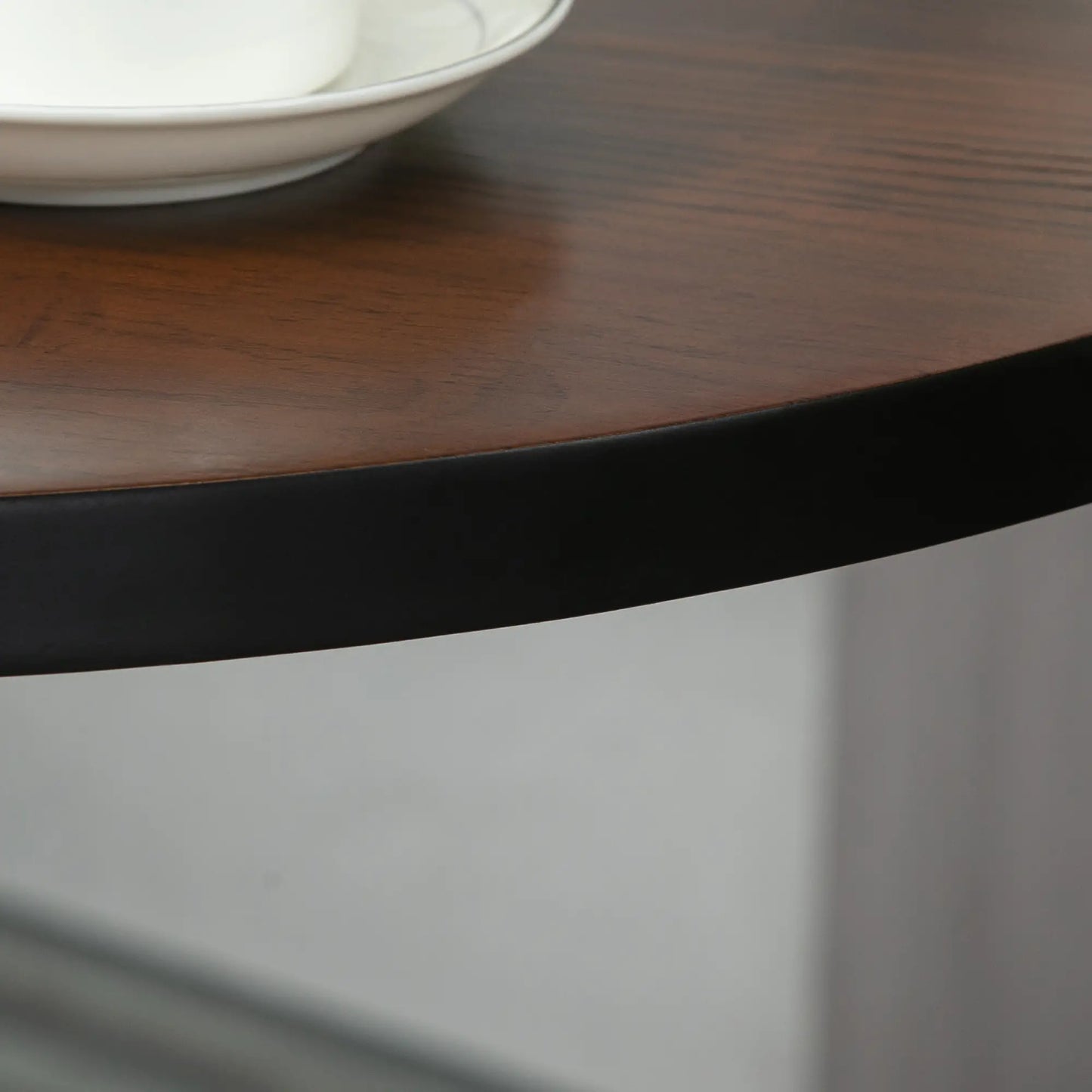 Table Ronde Bar 42 Pouces, Table Bistro Industrielle, Base Métallique, Plateau en Bois d'Orme