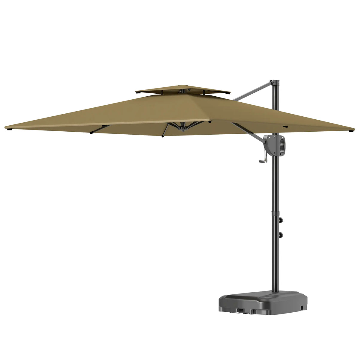 Square Cantilever Patio Umbrella, Double Top, 8' x 9', Khaki Offset Cantilever Umbrellas khaki at Gallery Canada