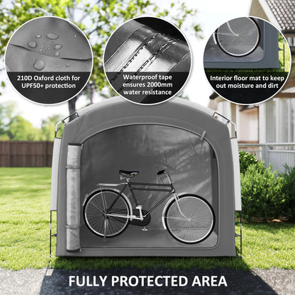 Portable Bike Storage Shed Tent, Waterproof 210D Oxford Fabric, Fits 3-4 Bicycles, Dark Grey Sheds at Gallery Canada