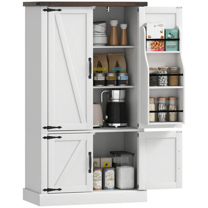 53.5 Inch Pantry Cabinet, Adjustable Shelves, 6 Door Spice Racks, White Kitchen Pantry Cabinets at Gallery Canada
