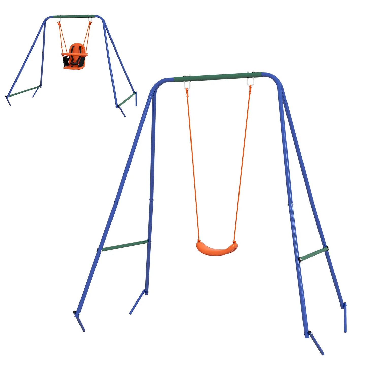 Kid Swing Set with Safety Harness, 6 Months+, Heavy Duty, Indoor/Outdoor, Orange Gym Sets & Swings Orange, Blue, Green at Gallery Canada