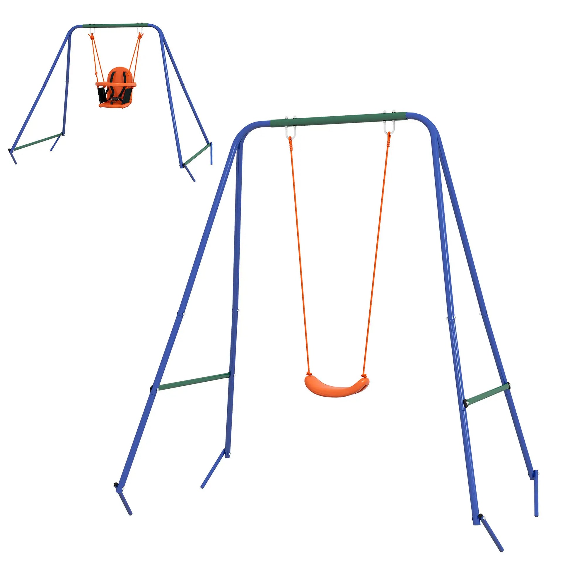 Kid Swing Set with Safety Harness, 6 Months+, Heavy Duty, Indoor/Outdoor, Orange Gym Sets & Swings Orange, Blue, Green at Gallery Canada