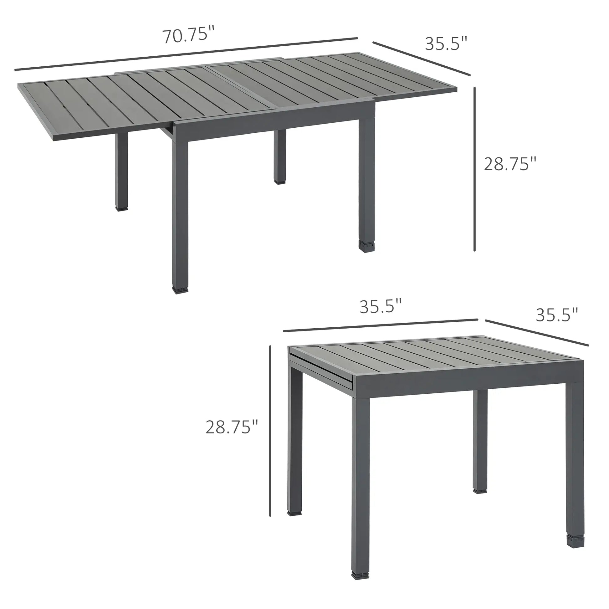 Extendable Metal Outdoor Dining Table, 4-6 Person, Rectangular, Grey Patio Dinning Tables at Gallery Canada