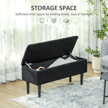 Modern Storage Bench, Ottoman with Storage, Lamb's Wool Upholstery, Black Storage Ottomans & Benches at Gallery Canada