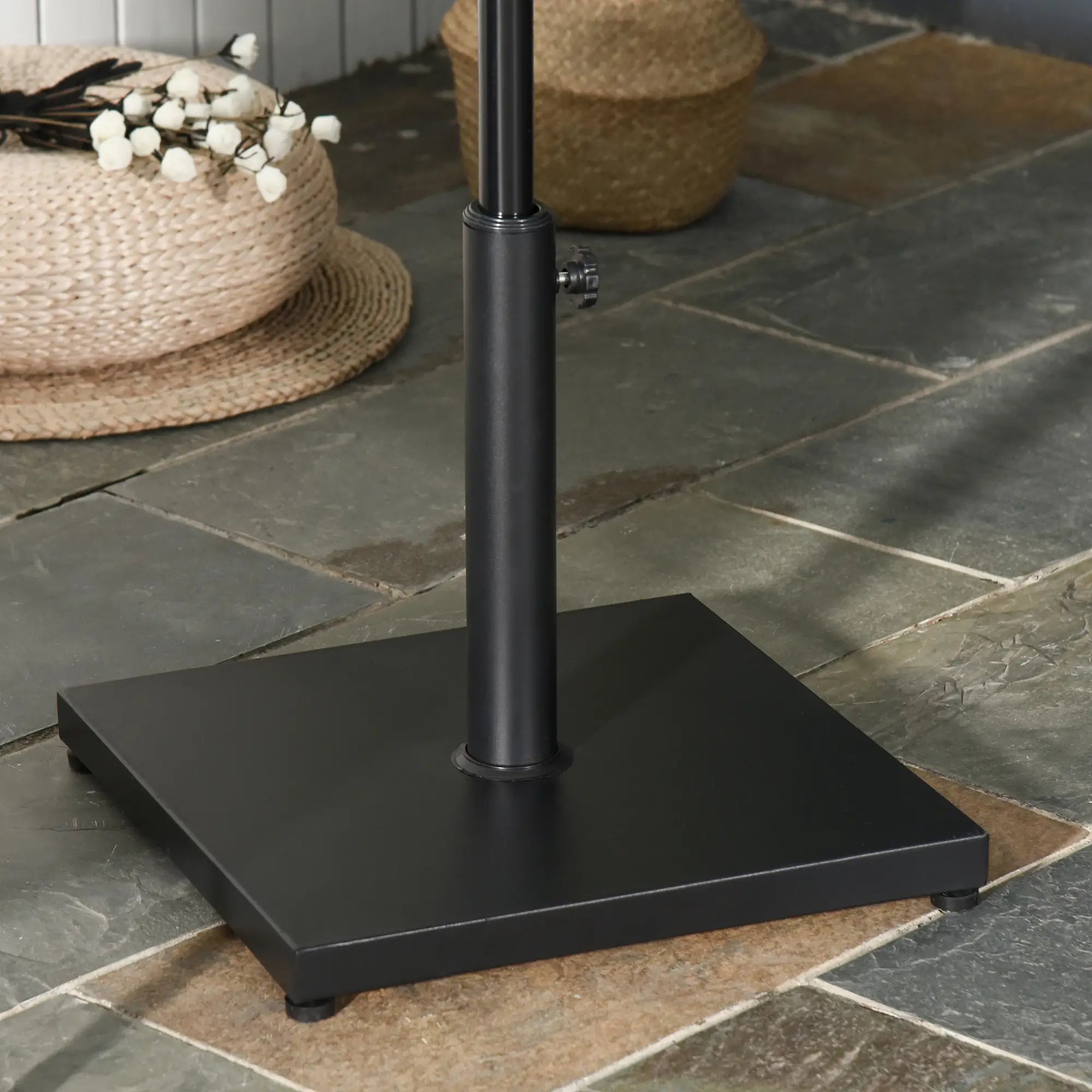 40 lbs Steel Square Parasol Stand Base, Adjustable Knob, Black Umbrella Bases at Gallery Canada