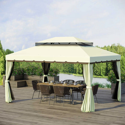 10'x13' Aluminum Gazebo, Double Tier, Netting, Curtains, White Gazebos at Gallery Canada