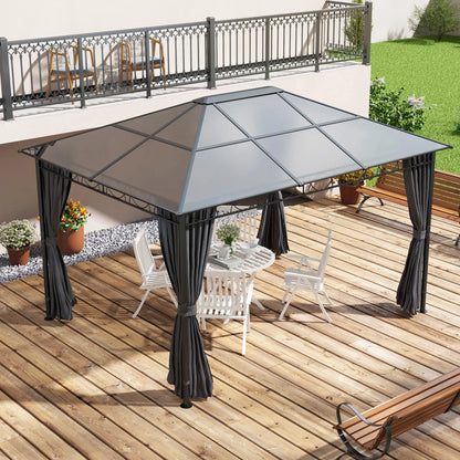 13' x 10' Polycarbonate Hardtop Gazebo, Aluminum Frame, Dark Grey Gazebos at Gallery Canada