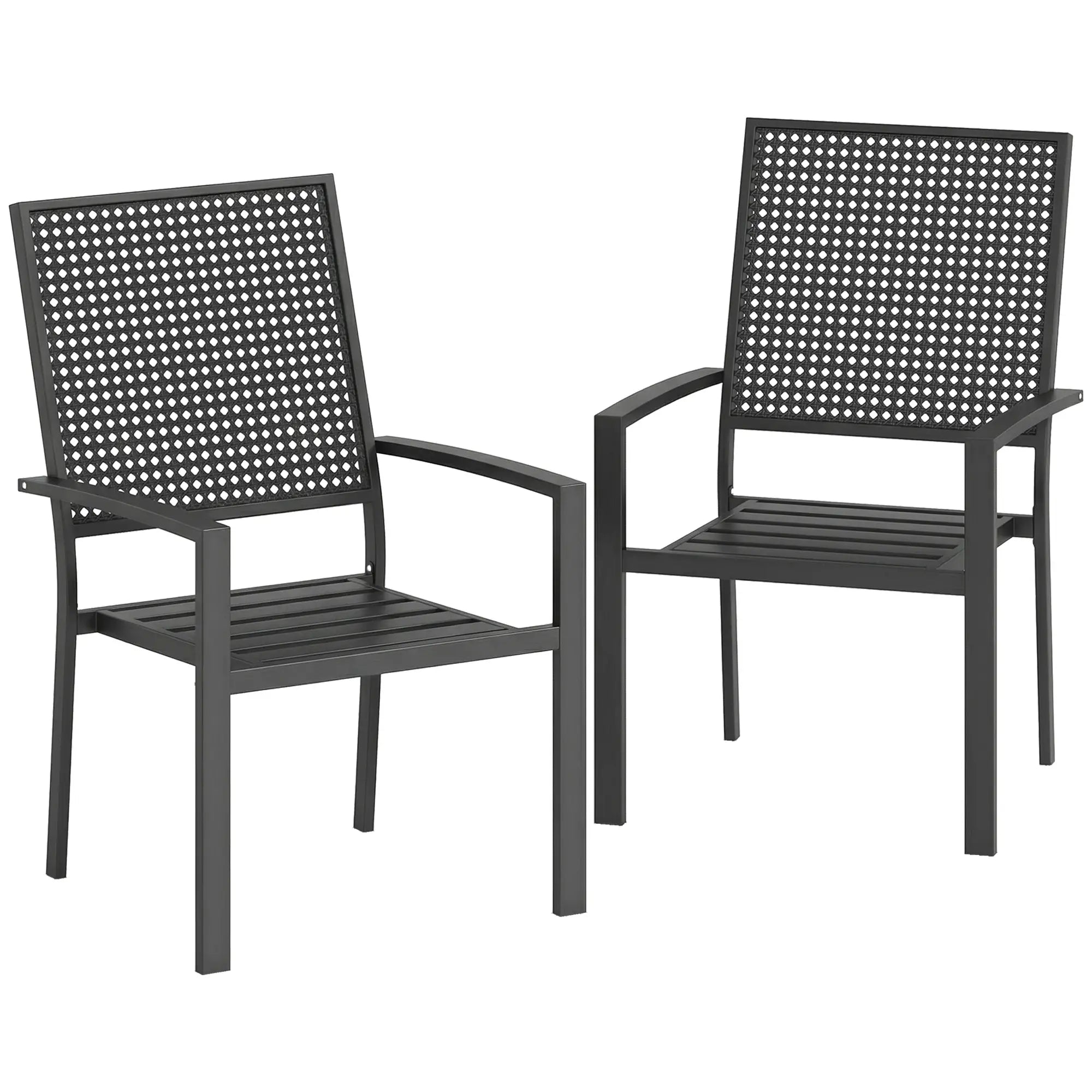 Stackable Patio Chairs Set Of 2, Outdoor Dining Chairs, Black Outdoor Dining Sets at Gallery Canada