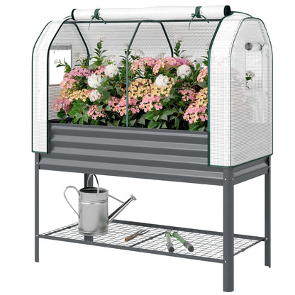 Galvanised Raised Garden Bed, Greenhouse Cover, Metal Planter Box, Dark Grey Elevated Garden Beds Dark Grey at Gallery Canada