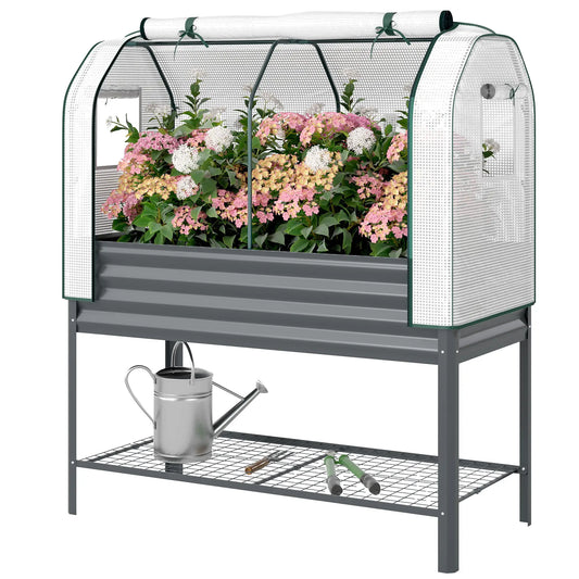 Galvanised Raised Garden Bed, Greenhouse Cover, Metal Planter Box, Dark Grey Elevated Garden Beds Dark Grey at Gallery Canada