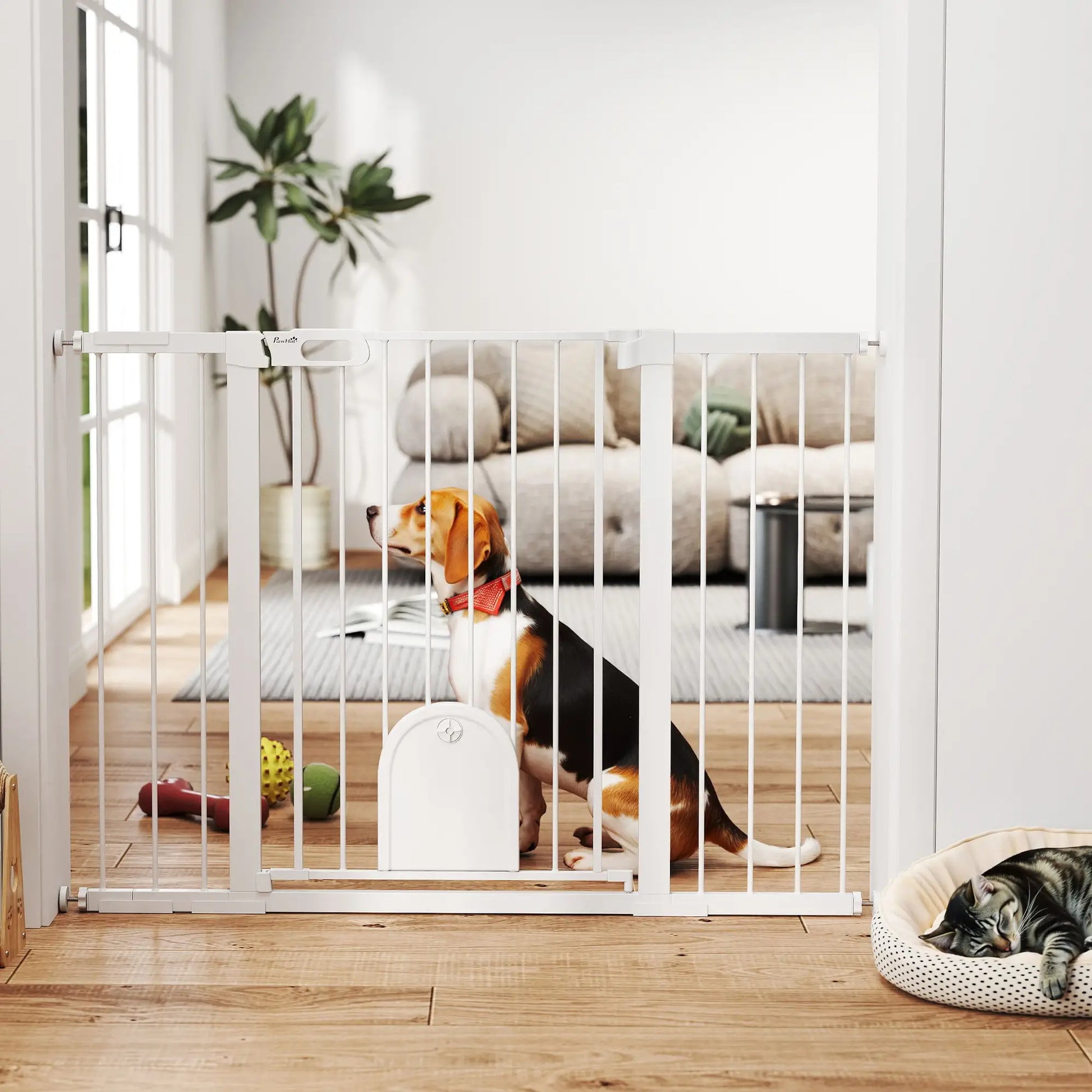 30"-52" Extra Wide Pet Gate Barrier with Small Door, 35"H Dog Gate with Safety Gate Barrier, Stair Pressure Fit, Black Houses, Kennels & Pens at Gallery Canada
