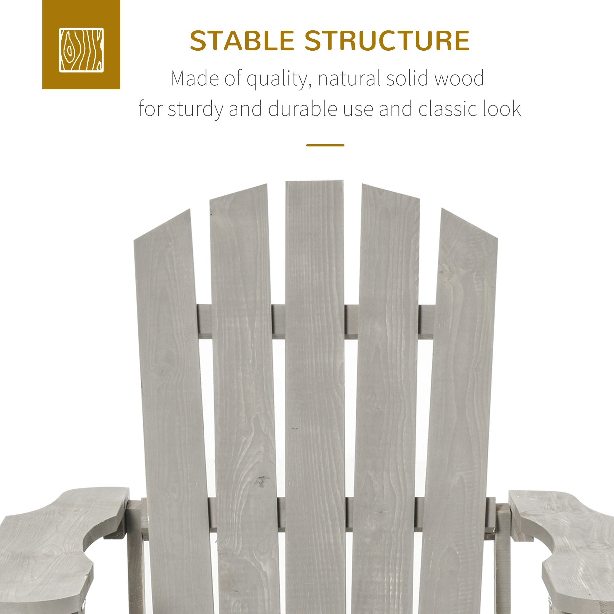 Wood Adirondack Chair, Outdoor Patio Chair, Slatted Design, Light Grey Patio Chairs at Gallery Canada