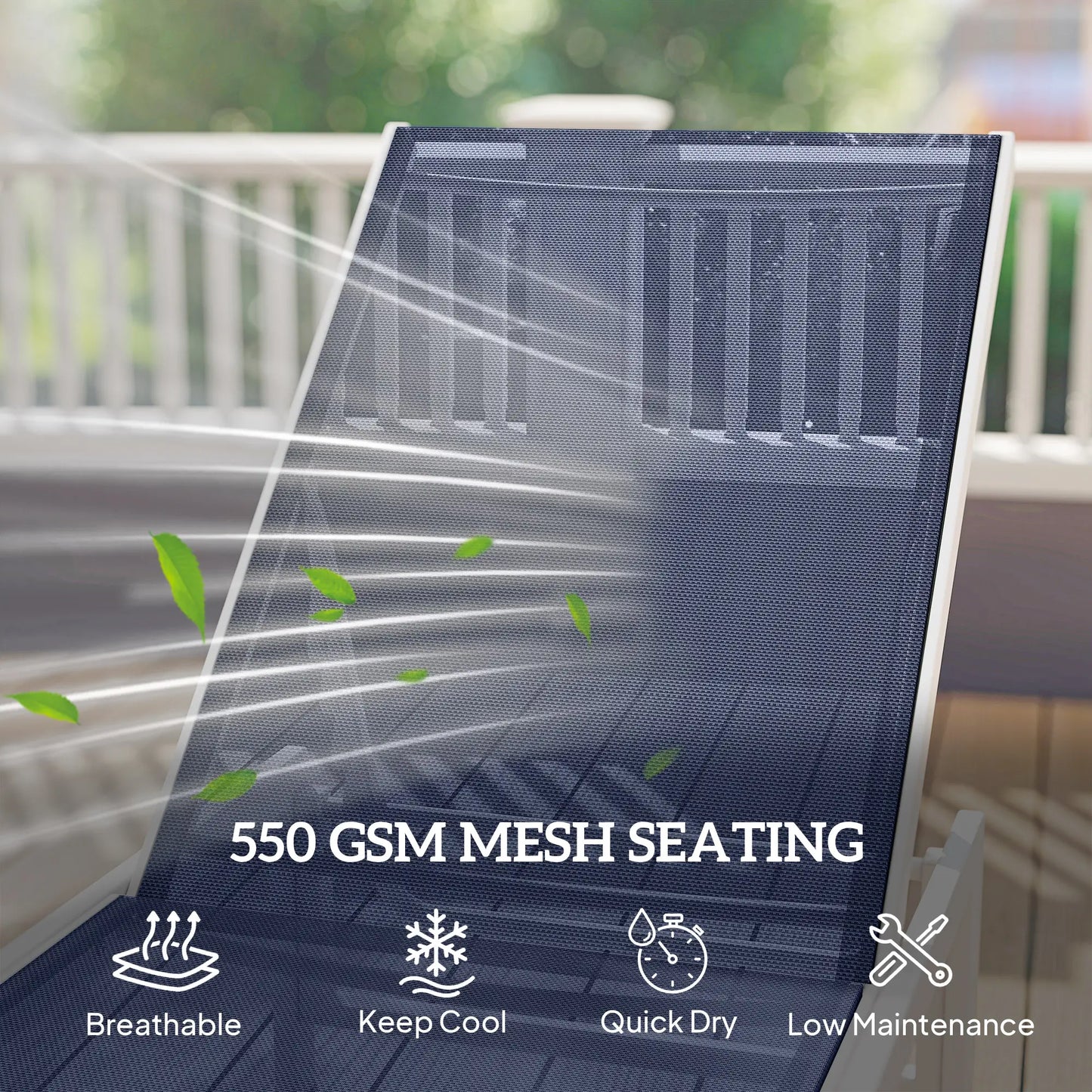 Outdoor Lounge Chair, 5-Position Reclining Chaise, Dark Blue Lounger Chairs at Gallery Canada