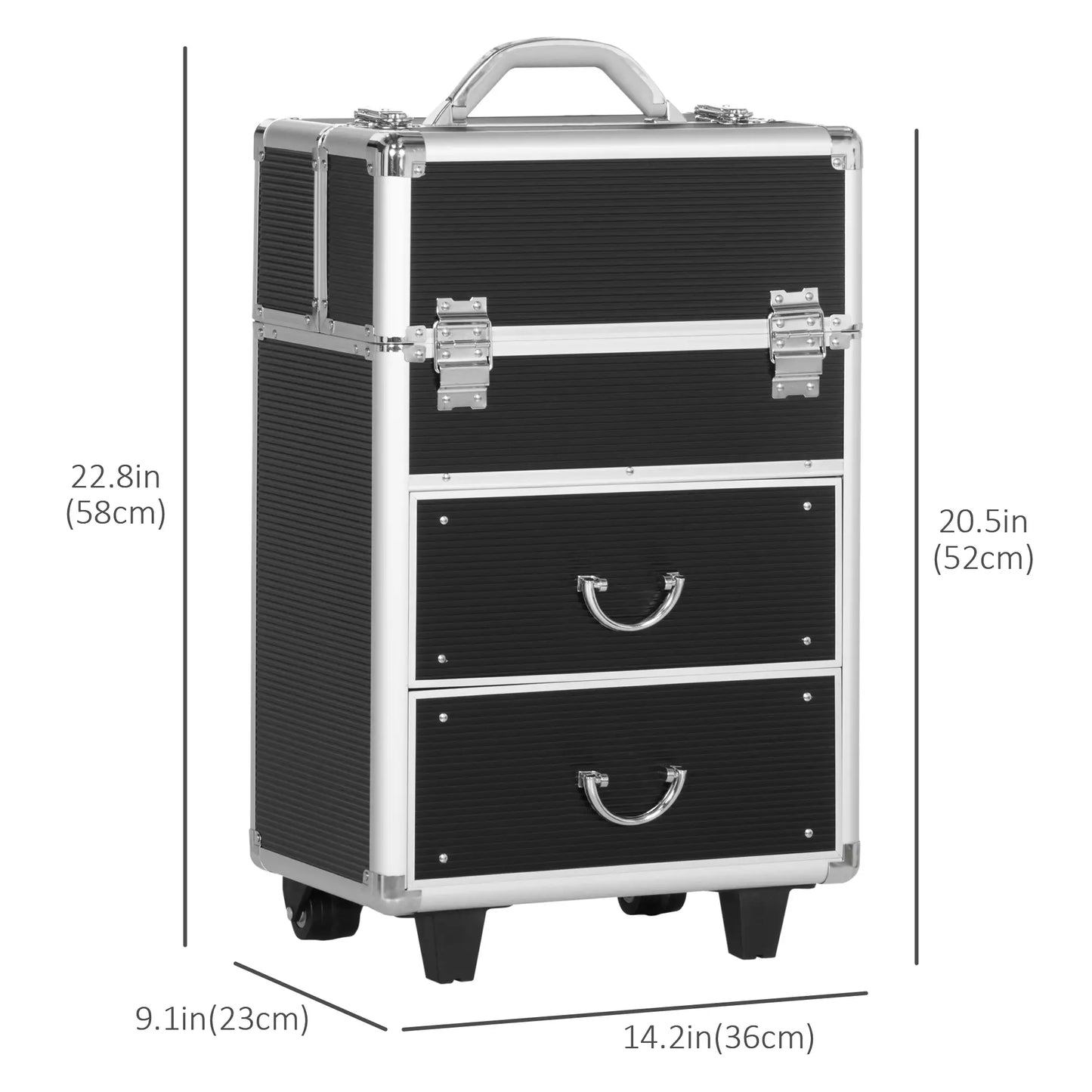 Aluminum Rolling Makeup Train Case, Lockable Travel Cart, Black Makeup Cases at Gallery Canada