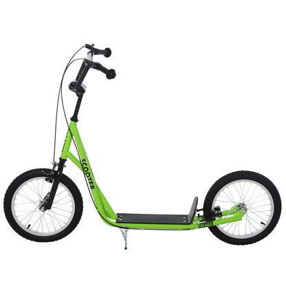 Kids Kick Scooter, 5+ Years, 16'' Inflatable Wheel, Dual Brakes, Green Scooters at Gallery Canada