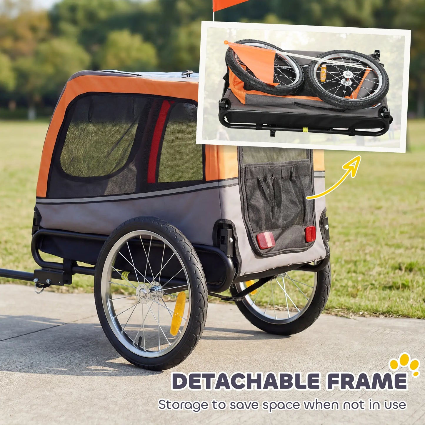 Dog Bike Trailer, Pet Cart Carrier With 2 Doors, Large Wheels, Safety Flag Dog Bike Trailers & Strollers at Gallery Canada