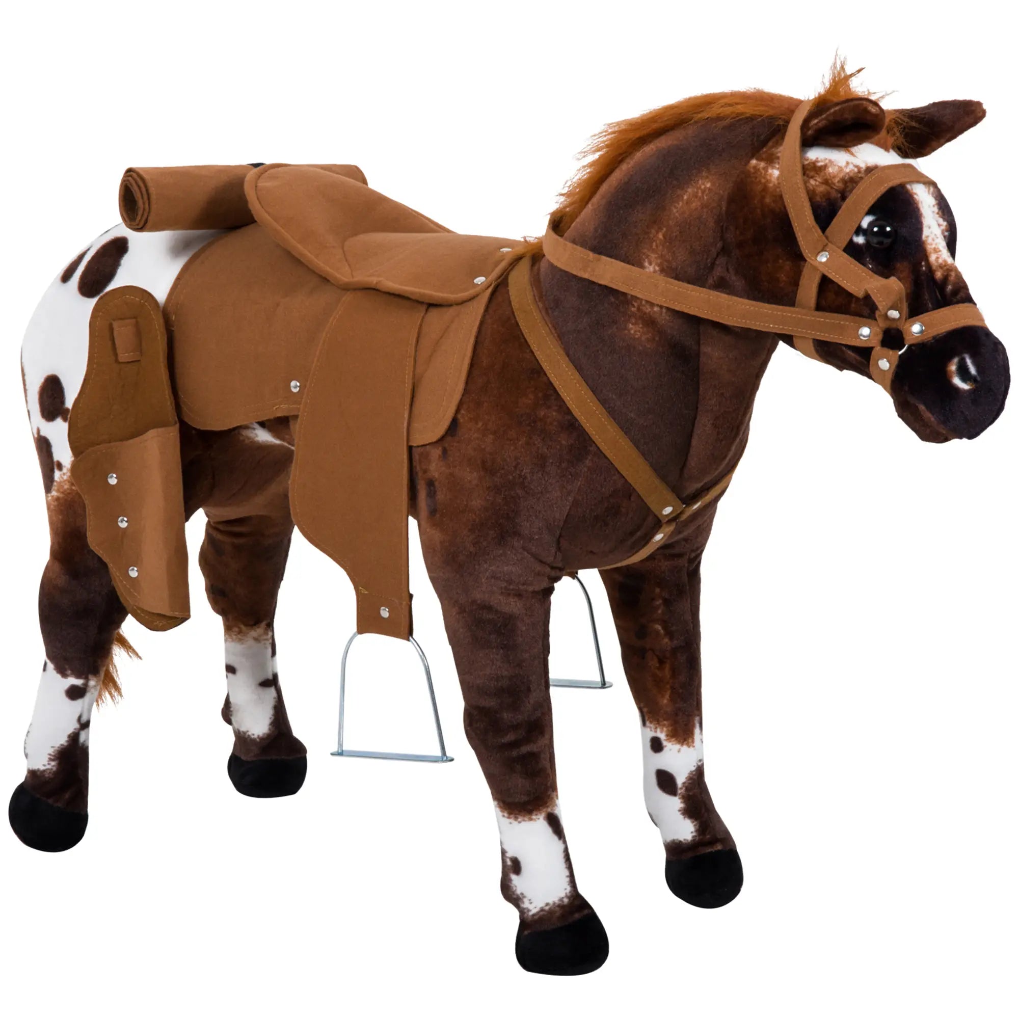 Standing Ride on Horse, Plush Pony Toy with Sound, Brown Rocking Horses Brown at Gallery Canada