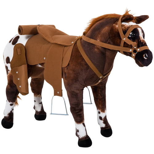 Standing Ride on Horse, Plush Pony Toy with Sound, Brown