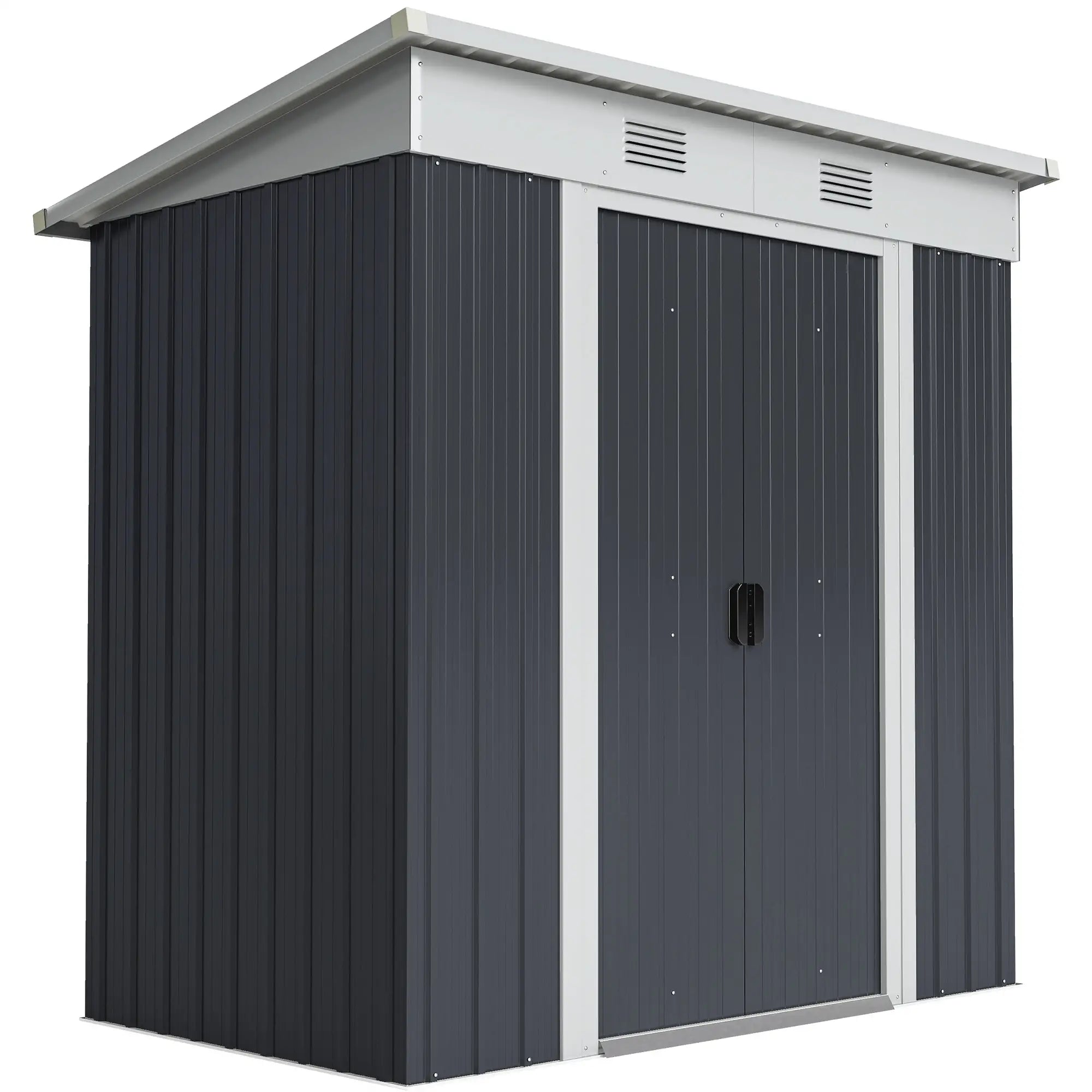 6' x 4' Metal Outdoor Storage Shed, Garden Tool Organizer, Charcoal Grey Sheds at Gallery Canada
