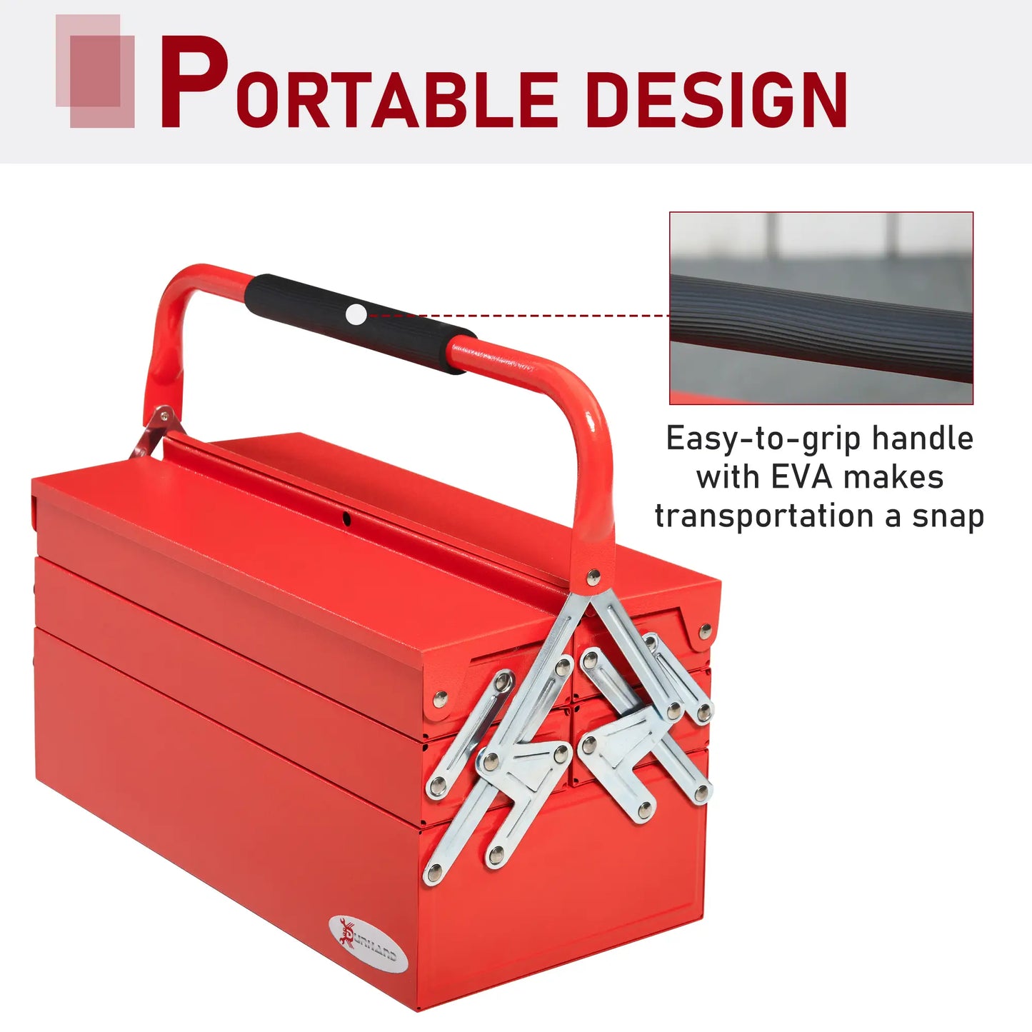 18 Inches Metal Tool Box, 5-Tray Cantilever Steel Chest, Red Tool Organizers at Gallery Canada