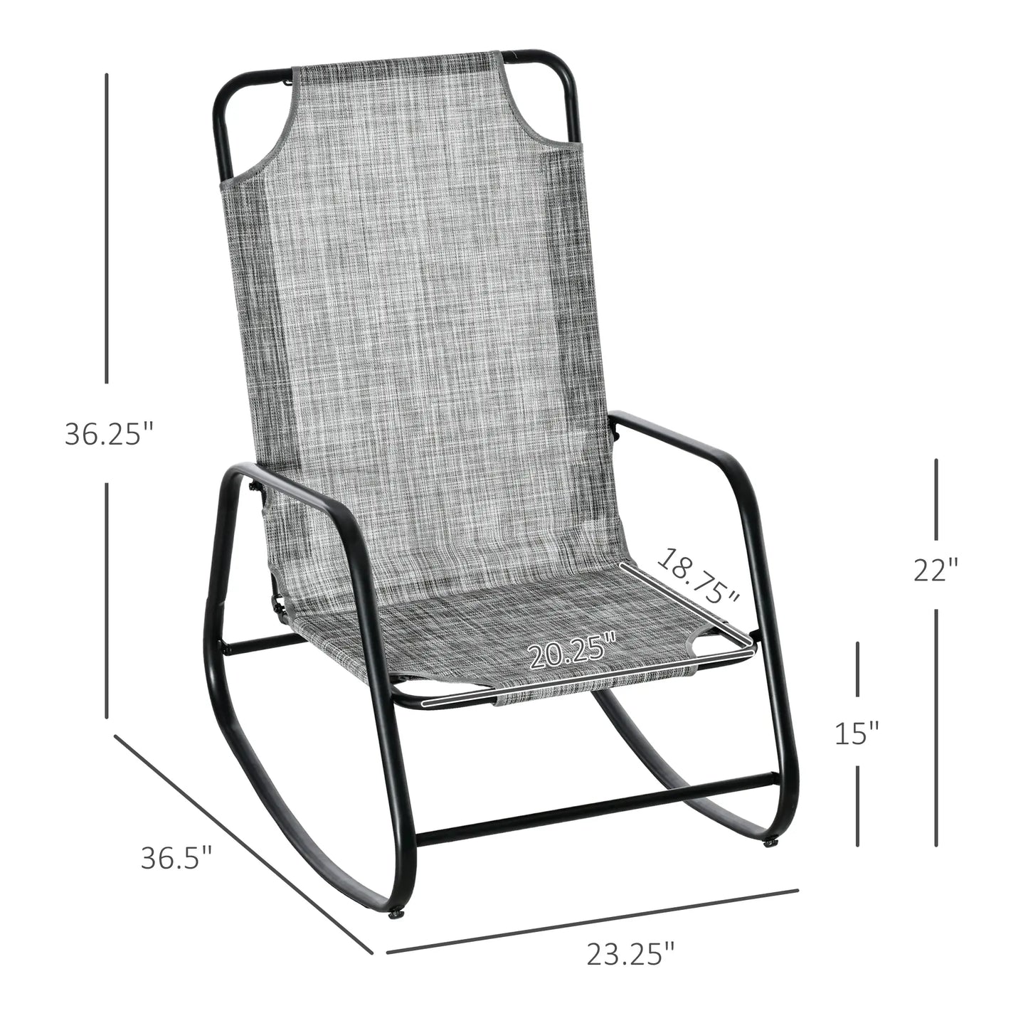 Garden Rocking Chair, Outdoor Indoor Texteline Rocker, Grey Outdoor Rocking Chairs at Gallery Canada