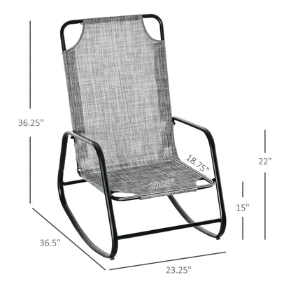 Garden Rocking Chair, Outdoor Indoor Texteline Rocker, Grey Outdoor Rocking Chairs at Gallery Canada