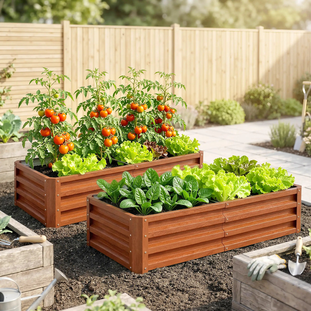 4' x 2' x 1' Raised Garden Bed, Set of 2, Galvanized Planter Box, Dark Brown Galvanized Planter Boxes at Gallery Canada