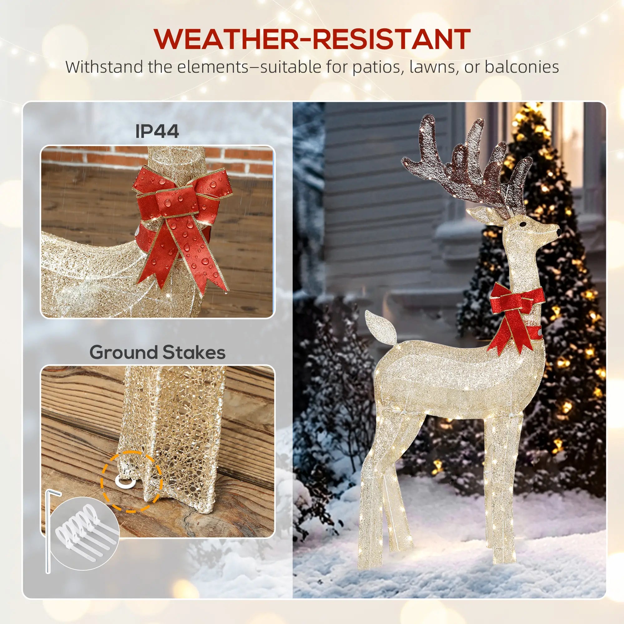 4.4FT Lighted Christmas Deer, Rotating Head, 123 LED Lights, Outdoor Waterproof Christmas Decorations at Gallery Canada