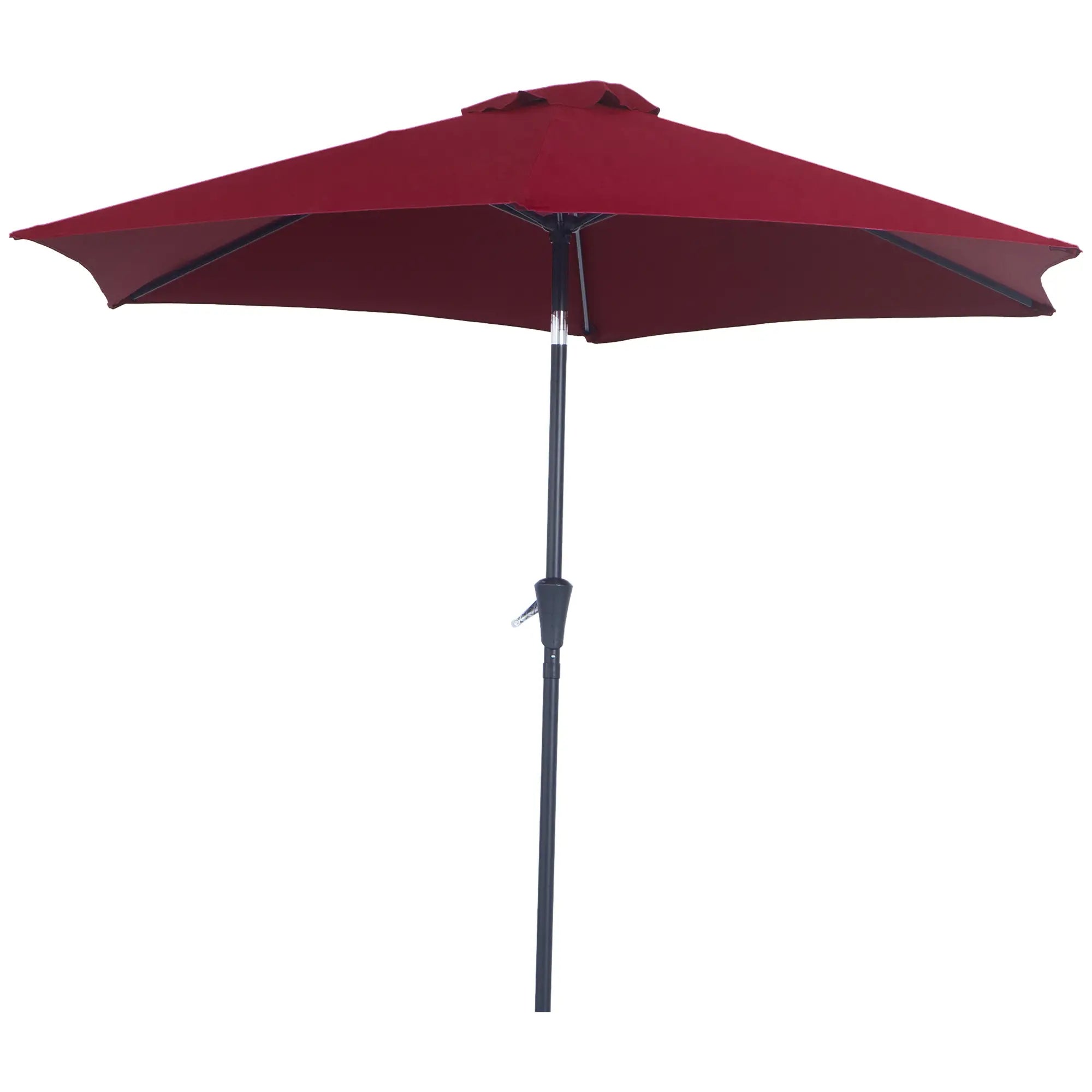 8.5FT Round Garden Parasol, 6 Ribs, Tilt Canopy with Crank Handle, Wine Red Sun Umbrellas at Gallery Canada