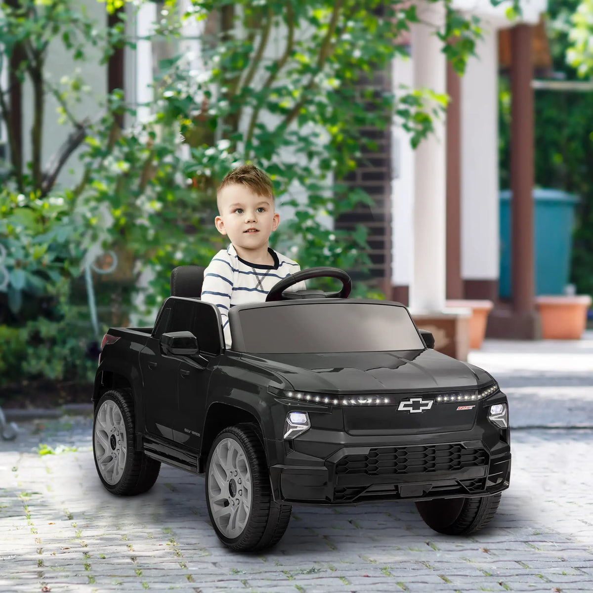 12V Chevrolet Silverado EV RST Licensed Kids Car, Remote, Black Electric Toy Cars at Gallery Canada
