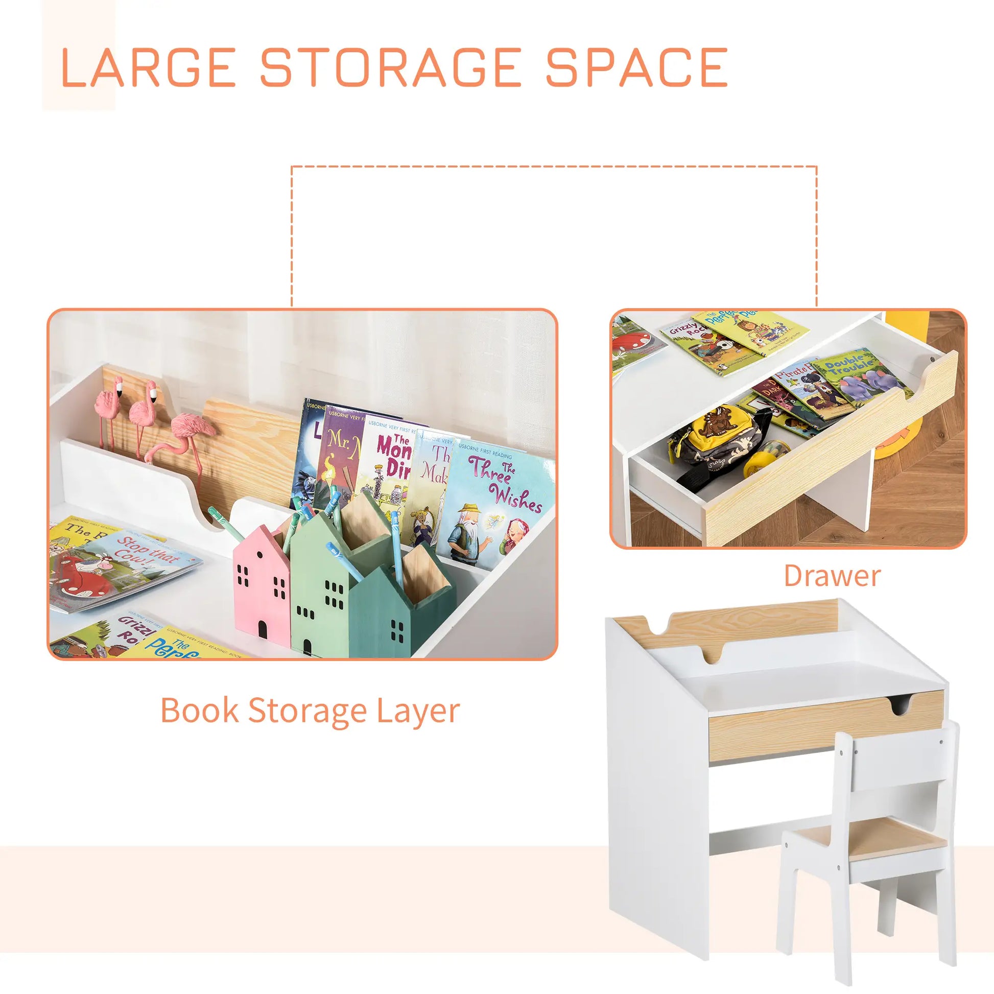 Kids Desk and Chair Set with Storage Drawer, for 6-10 Years Kids Desk Sets at Gallery Canada