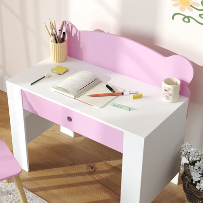 Kids Desk and Chair Set, Bear Theme, for Bedroom, Pink Kids Desk Sets at Gallery Canada